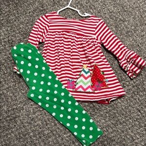 Festive Striped Top and Polka Dot Leggings Set 24 month